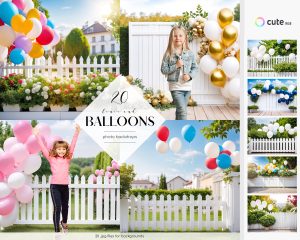 Fence and Balloons Photo Overlays
