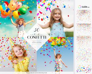 Rainbow Confetti Photo Overlays