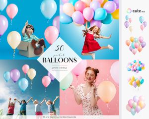 Pastel Balloons Photo Overlays