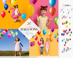 Rainbow Balloons Photo Overlays