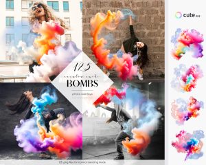 Rainbow Smoke Bombs Photo Overlays