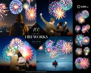 Realistic Fireworks Photo Overlays