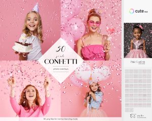 Pink Confetti Photo Overlays Clipart