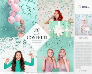 Mint Confetti Photo Overlays Clipart