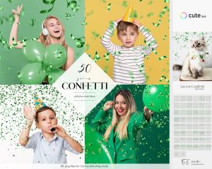 Green Confetti Photo Overlays Clipart