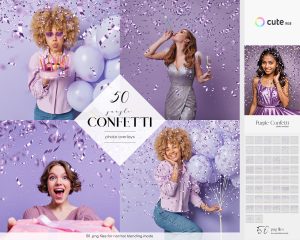 Purple Confetti Photo Overlays Clipart